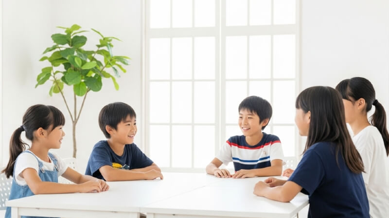 みんなで輪になって話している様子